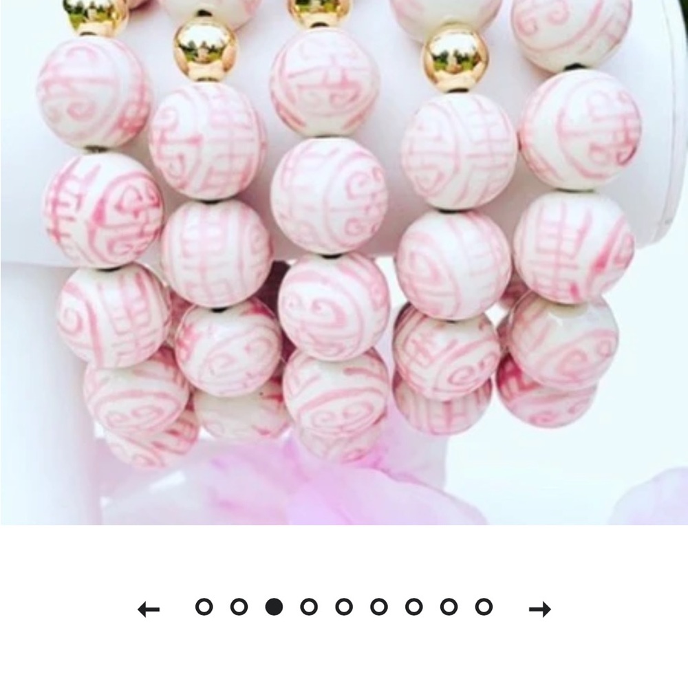 Mary Caroline Spano Pink and Gold Beaded Bracelet 10mm